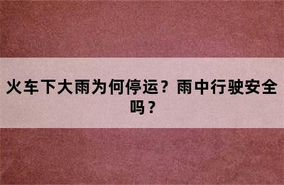 火车下大雨为何停运？雨中行驶安全吗？