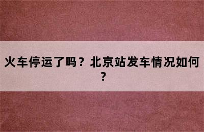 火车停运了吗？北京站发车情况如何？