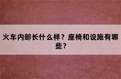 火车内部长什么样？座椅和设施有哪些？