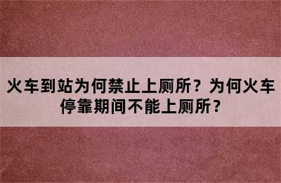 火车到站为何禁止上厕所？为何火车停靠期间不能上厕所？