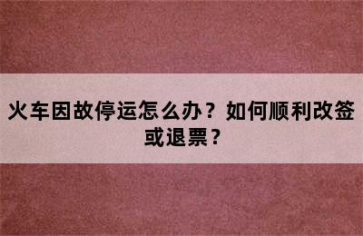 火车因故停运怎么办？如何顺利改签或退票？