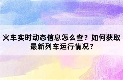 火车实时动态信息怎么查？如何获取最新列车运行情况？