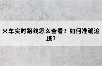 火车实时路线怎么查看？如何准确追踪？