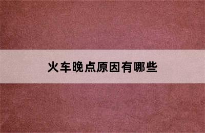 火车晚点原因有哪些
