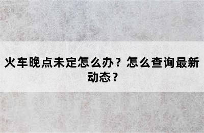 火车晚点未定怎么办？怎么查询最新动态？