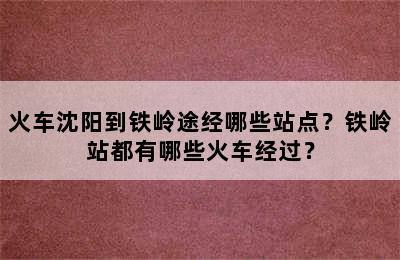 火车沈阳到铁岭途经哪些站点？铁岭站都有哪些火车经过？