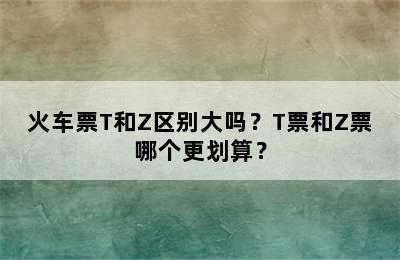火车票T和Z区别大吗？T票和Z票哪个更划算？