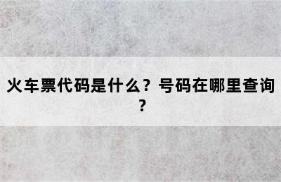 火车票代码是什么？号码在哪里查询？