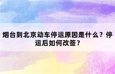 烟台到北京动车停运原因是什么？停运后如何改签？