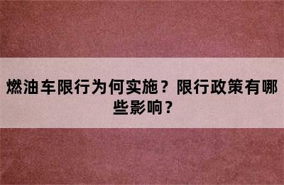 燃油车限行为何实施？限行政策有哪些影响？