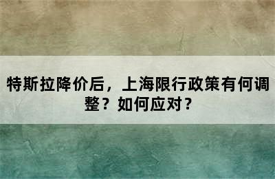 特斯拉降价后，上海限行政策有何调整？如何应对？