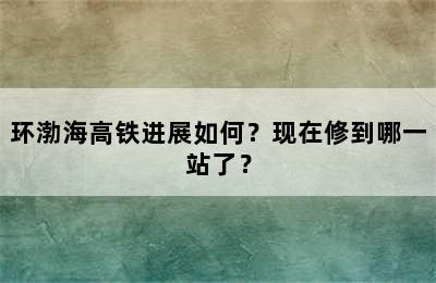 环渤海高铁进展如何？现在修到哪一站了？
