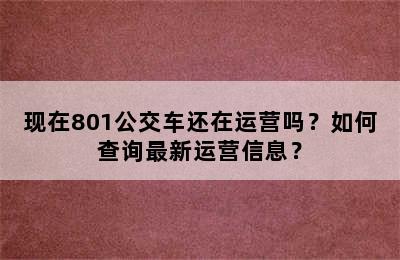 现在801公交车还在运营吗？如何查询最新运营信息？
