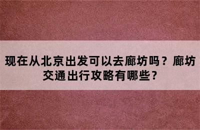 现在从北京出发可以去廊坊吗？廊坊交通出行攻略有哪些？