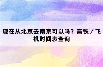 现在从北京去南京可以吗？高铁／飞机时间表查询