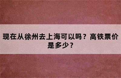 现在从徐州去上海可以吗？高铁票价是多少？