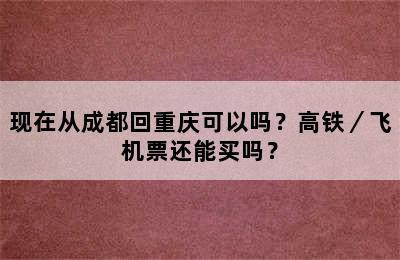 现在从成都回重庆可以吗？高铁／飞机票还能买吗？