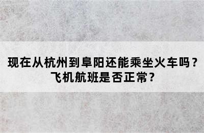 现在从杭州到阜阳还能乘坐火车吗？飞机航班是否正常？