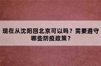 现在从沈阳回北京可以吗？需要遵守哪些防疫政策？