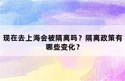现在去上海会被隔离吗？隔离政策有哪些变化？