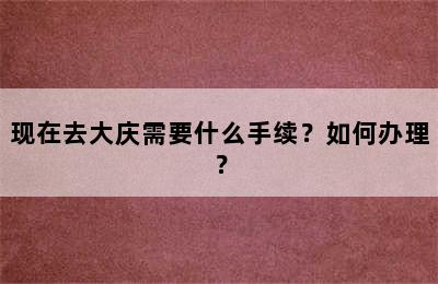 现在去大庆需要什么手续？如何办理？