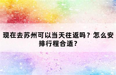 现在去苏州可以当天往返吗？怎么安排行程合适？