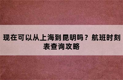 现在可以从上海到昆明吗？航班时刻表查询攻略