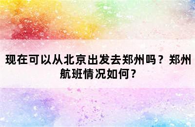 现在可以从北京出发去郑州吗？郑州航班情况如何？