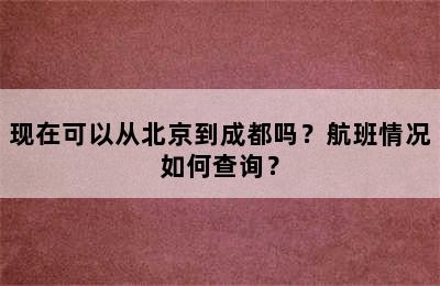 现在可以从北京到成都吗？航班情况如何查询？