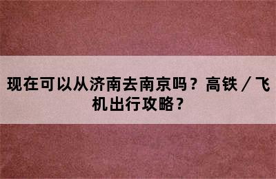 现在可以从济南去南京吗？高铁／飞机出行攻略？
