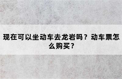 现在可以坐动车去龙岩吗？动车票怎么购买？