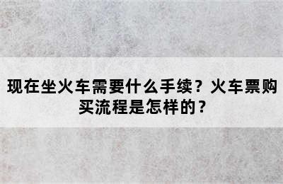 现在坐火车需要什么手续？火车票购买流程是怎样的？