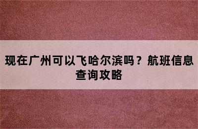 现在广州可以飞哈尔滨吗？航班信息查询攻略