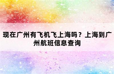 现在广州有飞机飞上海吗？上海到广州航班信息查询