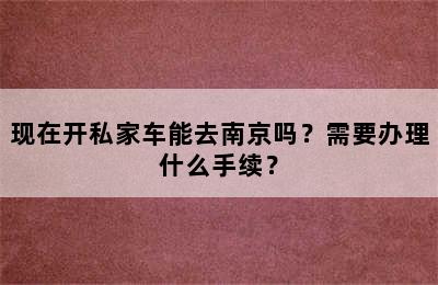 现在开私家车能去南京吗？需要办理什么手续？