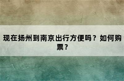 现在扬州到南京出行方便吗？如何购票？