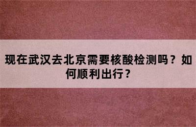 现在武汉去北京需要核酸检测吗？如何顺利出行？
