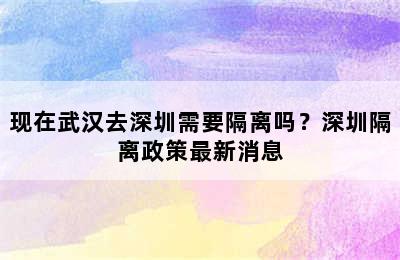 现在武汉去深圳需要隔离吗？深圳隔离政策最新消息