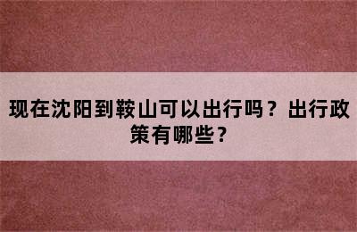 现在沈阳到鞍山可以出行吗？出行政策有哪些？