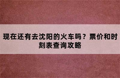 现在还有去沈阳的火车吗？票价和时刻表查询攻略
