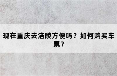 现在重庆去涪陵方便吗？如何购买车票？