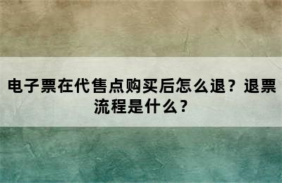 电子票在代售点购买后怎么退？退票流程是什么？