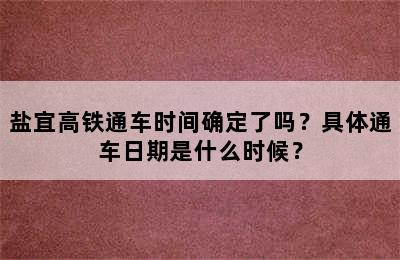 盐宜高铁通车时间确定了吗？具体通车日期是什么时候？