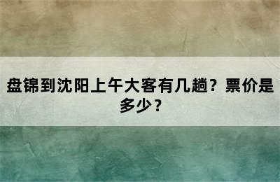 盘锦到沈阳上午大客有几趟？票价是多少？