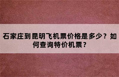 石家庄到昆明飞机票价格是多少？如何查询特价机票？
