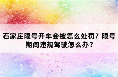 石家庄限号开车会被怎么处罚？限号期间违规驾驶怎么办？