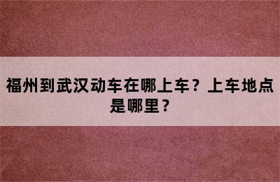 福州到武汉动车在哪上车？上车地点是哪里？