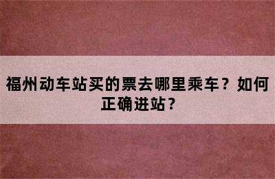 福州动车站买的票去哪里乘车？如何正确进站？