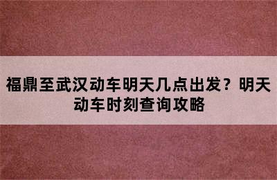 福鼎至武汉动车明天几点出发？明天动车时刻查询攻略