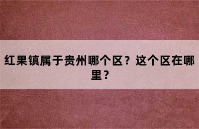 红果镇属于贵州哪个区？这个区在哪里？
